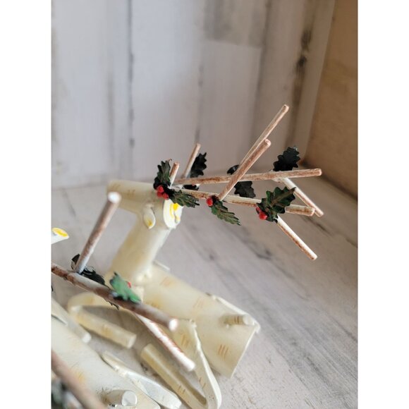 Vintage Birchwood reindeer Xmas home decor mistletoe folk art - Picture 8 of 10